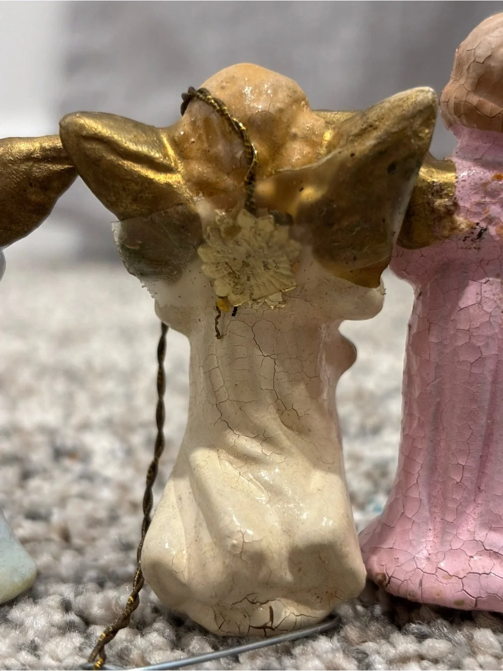 Vintage 1940s Paper Mache Angle Ornaments US Zone Western Germany Set of 3